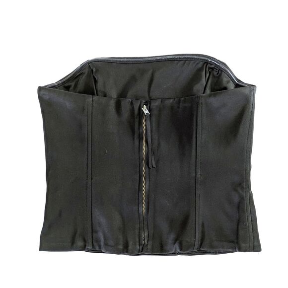 Aritzia Ten Castle Black Satin Bustier Corset Top S Boning Full Zip Strapless - Picture 4 of 13